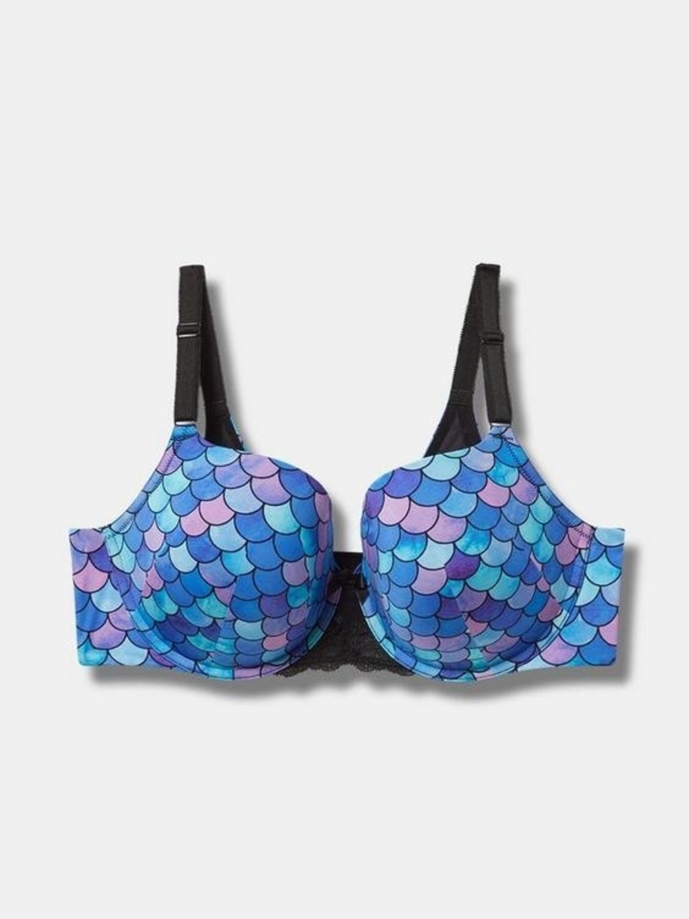 Torrid Perfect Coverage Push-Up Smooth Bra 44C Mermaid Scale Back Smoothing